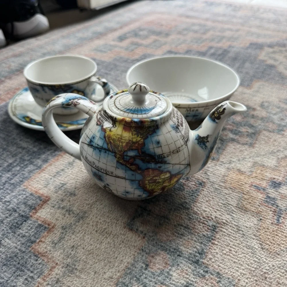 Vintage Paul Cardew Terrestrial‎ Globe Teapot Set Mint